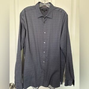 EUC Ted Baker Men's Navy Micro-Pattern Dress Shirt Size 5/XL